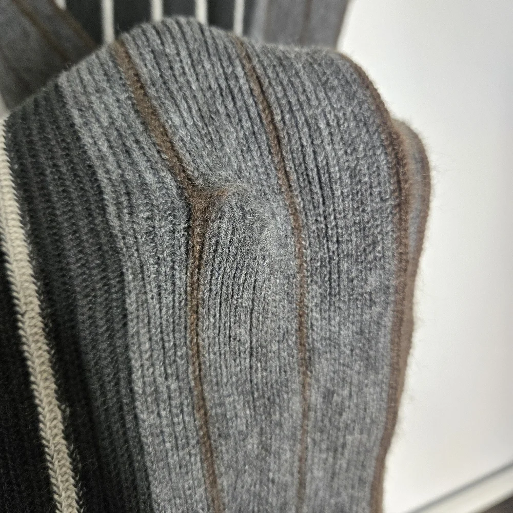 Chic Black, Gray, and White Striped Knit Scarf